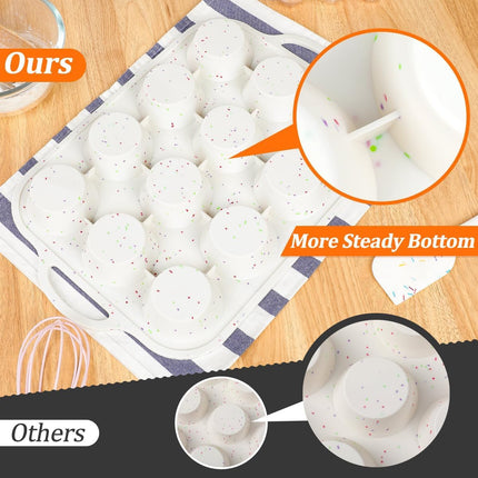 Mini Cupcake Pans & Regular Size Pan with Handle 12 Cups, Metal Reinforced Frame Silicone Muffin Nonstick 24 Cups Easy to -.