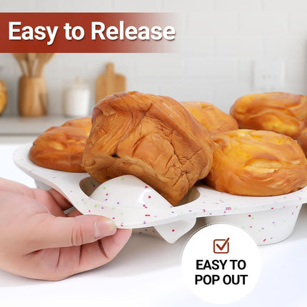 Silicone Muffin Pan, 24 Cups Nonstick Mini Cupcake Jumbo 3.5" Large 6 Cup for Baking Muffin, Cupcake, Egg Bites, Fat Bomb, Confetti -.