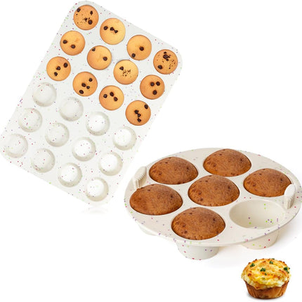 Silicone Muffin Pan, 24 Cups Nonstick Mini Cupcake Pan for Air Fryer Oven Instant Pot, Baking Muffin, Cupcake, Egg Bites, Fat Bomb, Confetti -.
