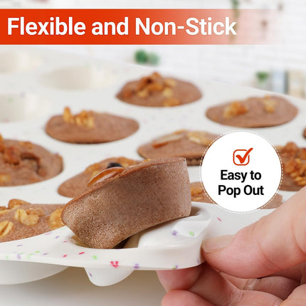 Silicone Muffin Pan, 24 Cups Nonstick Mini Cupcake Pan for Air Fryer Oven Instant Pot, Baking Muffin, Cupcake, Egg Bites, Fat Bomb, Confetti -.
