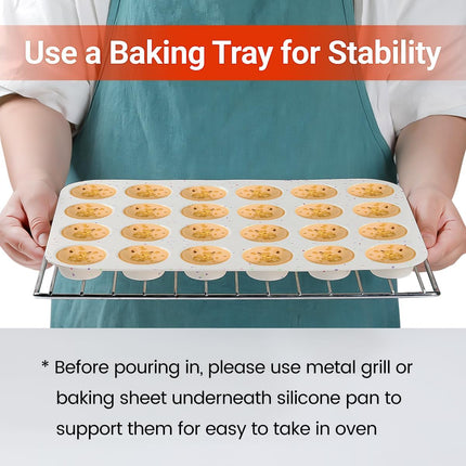 Silicone Muffin Pan, 24 Cups Nonstick Mini Cupcake Pan for Air Fryer Oven Instant Pot, Baking Muffin, Cupcake, Egg Bites, Fat Bomb, Confetti -.