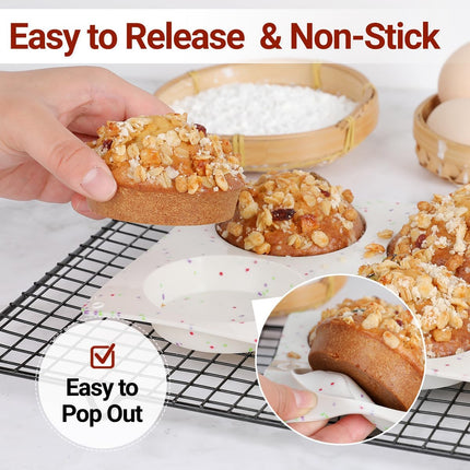 Muffin Top Pan, Silicone Egg Molds for Breakfast Sandwiches 3" Round Baking Pan Oven English muffins, Whoopie Pies, Corn Bread, bites, Tarts 3 Pack -.