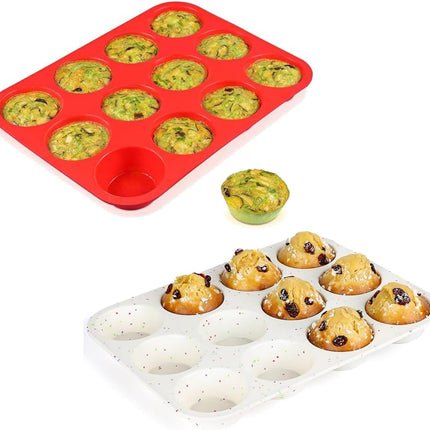 Silicone Muffin Pan, Regular Size Pan for Baking 12 Cups Non Stick Cupcake -.