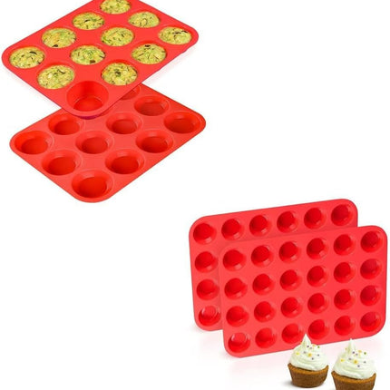 12-Cup Muffin Pan & Mini 24-Cup Cupcake -.
