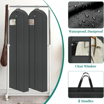 65" Long Garment Bags for Travel, Dress Hanging Clothes, Wedding Cover Women, Closet Storage Gowns, Coats, Black, 4 Pack -.