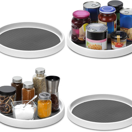 12-Inch Non-Skid Turntable Lazy Susan Organizer [4 Pack] - Spinning Rack for Cabinet Table Top, Pantry Organization Storage, Kitchen, Fridge, Vanity, Countertop, Under Sink Organizing, Spice Spinner 4.
