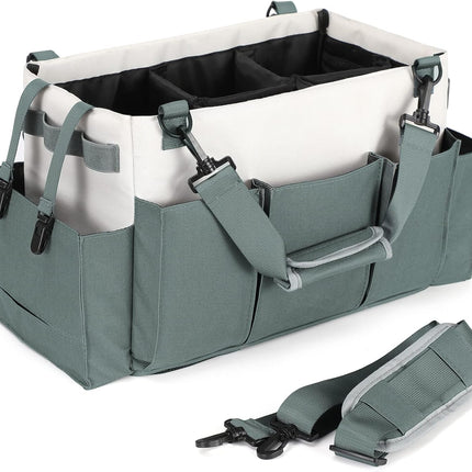 Cleaning Caddy Organizer with Handle, Wearable Bag for Supplies, Tote Shoulder and Waist Straps, Under Sink Tool Multiple Compartments (Large) (QJB-BLS) -.