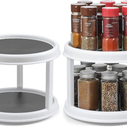 1 Pack 2 Tier Acrylic Clear Lazy Susan, 9.25inch + Pcak 10inch Plastic Susan -.