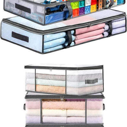 2 Pack Under Bed Storage Containers Bins-55L, 3-Pack Clothes Bags-35L -.
