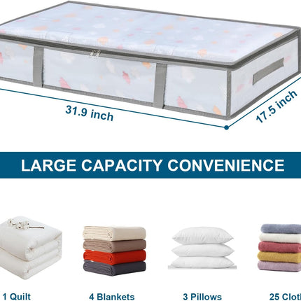 2 Pack Under Bed Storage Containers Bins-55L, 3-Pack Clothes Bags-35L -.