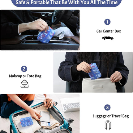 Foldable & Portable Weekly Pill Organizer 2 Times A Day with Etched Labels, Clear Blue + 3 Pack, 14 GRIDS Travel Box -.