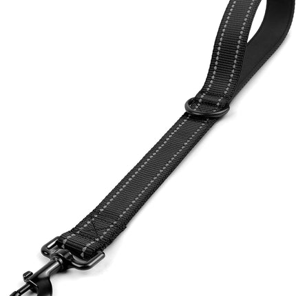 Strong Short Dog Leash 18 Inch, 1.2 Inch Wide, Heavy Duty, Padded Handle for Traffic Control, Reflective Medium and Large Dogs Walking Training, Black 1.5 ft.