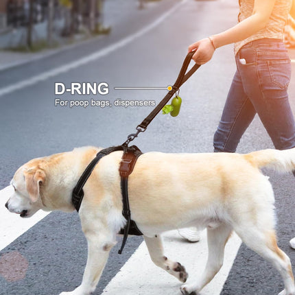 Strong Short Dog Leash 18 Inch, 1.2 Inch Wide, Heavy Duty, Padded Handle for Traffic Control, Reflective Medium and Large Dogs Walking Training, Black 1.5 ft.