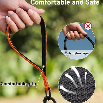 Long Leash for Dog with Removable Padded Handle, Heavy Duty Lead Large Medium Dogs,15FT/30FT/50FT/65FT Reflective Training Play, Camping, Backyard Tie Out, Orange, 30FT Orange.