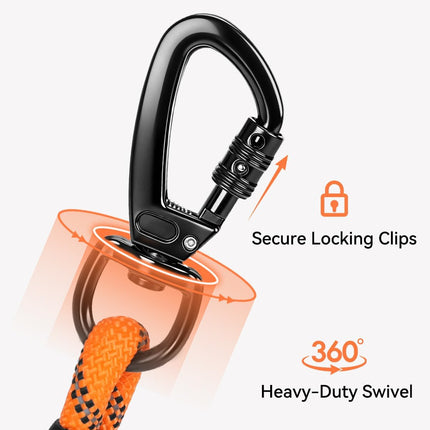 Long Leash for Dog with Removable Padded Handle, Heavy Duty Lead Large Medium Dogs,15FT/30FT/50FT/65FT Reflective Training Play, Camping, Backyard Tie Out, Orange, 30FT Orange.