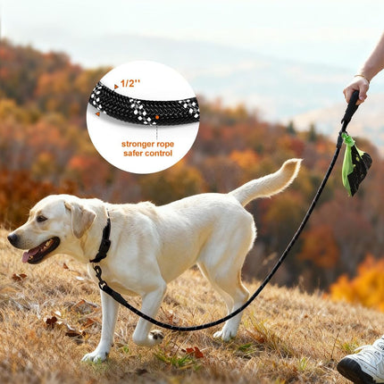 Dog Leash for Large Dogs, Heavy Duty Nylon Leashes with Comfortable Padded Handle and Highly Reflective Threads, Ideal Walking Training, Black, 6'×1/2'' Black 6FT×1/2'' (20~120 lbs).