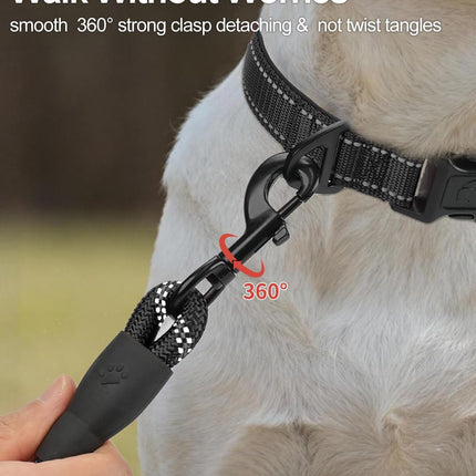 Dog Leash for Large Dogs, Heavy Duty Nylon Leashes with Comfortable Padded Handle and Highly Reflective Threads, Ideal Walking Training, Black, 6'×1/2'' Black 6FT×1/2'' (20~120 lbs).
