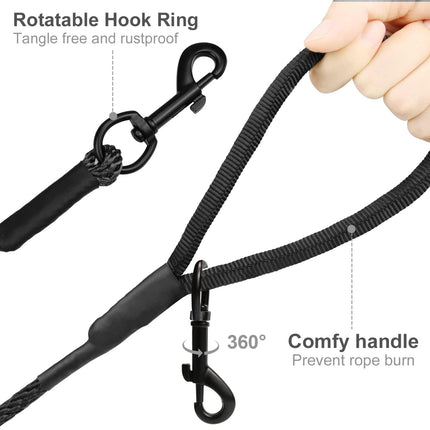 Long Dog Training Leash, 30 FT Tie Out Rope Check Cord with Padded Handle, Reflective Recall Lead for Puppy and Small Dogs, Black ft(Pack of 1).