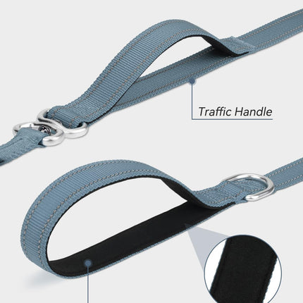 Tangle-Free Slip Leads for Dogs, 6 FT Leash with Padded Double Handle, Reflective Nylon Training Small Medium Dogs 15-40 Lbs, Gray Feet(15-40lbs).