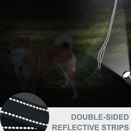 Tangle-Free Slip Leads for Dogs, 6 FT Leash with Padded Double Handle, Reflective Nylon Training Small Medium Dogs 15-40 Lbs, Gray Feet(15-40lbs).