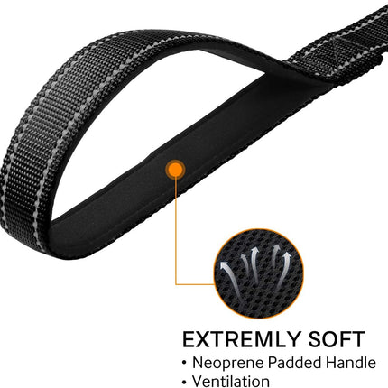 6FT × 1'' Dog Leash and Collar (18-28"), Reflective Soft Neoprene Padded Pet Collars Leashes for Extra Large Dog, Black -.