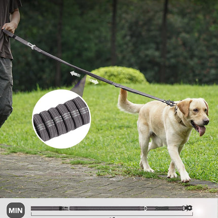 Tactical Dog Collar(15"-18") and Leash Set, Adjustable Strong Collar with Handle Shock Absorbing Bungee for Medium Dogs(Gray,M) -.