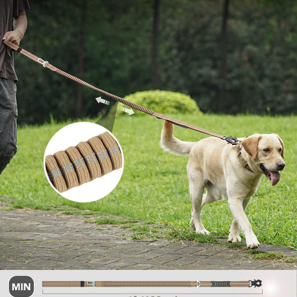 Tactical Dog Collar(17"-21") and Leash Set, Shock Absorbing Bungee Adjustable Strong Collar with Handle for Large Dogs(Camouflage, L) -.