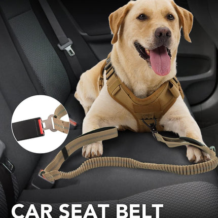Tactical Dog Collar(17"-21") and Leash Set, Shock Absorbing Bungee Adjustable Strong Collar with Handle for Large Dogs(Camouflage, L) -.