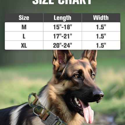 Tactical Dog Collar(17"-21") and Leash Set, Shock Absorbing Bungee Adjustable Strong Collar with Handle for Large Dogs(Camouflage, L) -.