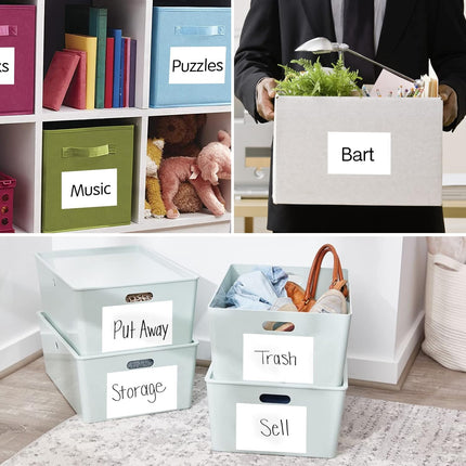 150 Pcs Labels for Storage Bins, 6 X 4 Inch Removable Tear Resistant No Residue Bin Label, Matte White Blank Box Label School, Home, Business - labels / 75 Sheets(6" x 4").