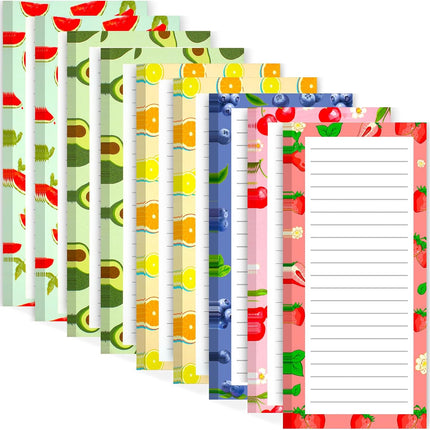 9 Pack Magnetic Notepads for Refrigerator, Fruit Design Grocery List Pad Fridge, Full Magnet Back Shopping Lists, 25 Sheets Per Note Pads -.