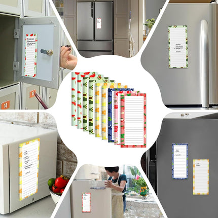 9 Pack Magnetic Notepads for Refrigerator, Fruit Design Grocery List Pad Fridge, Full Magnet Back Shopping Lists, 25 Sheets Per Note Pads -.