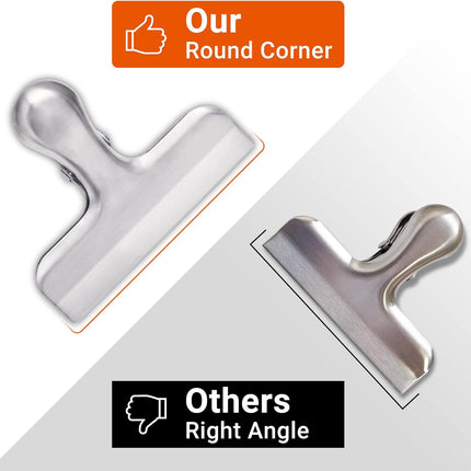 6 Pack Bag Clips, Stainless Steel Chip, Chip Clips Food Clip, Heavy Duty Air Tight Seal Kitchen Clip Snack Clamp Sliver Packs.