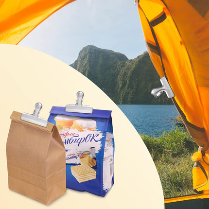 6 Pack Bag Clips, Stainless Steel Chip, Chip Clips Food Clip, Heavy Duty Air Tight Seal Kitchen Clip Snack Clamp Sliver Packs.