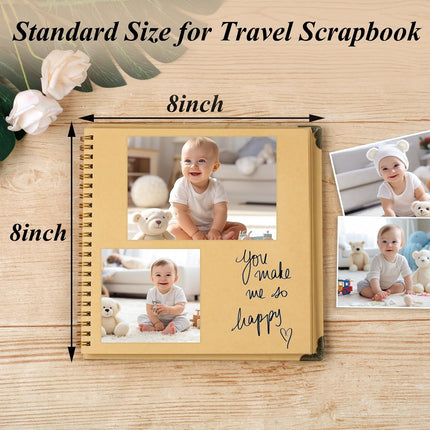 Scrapbook 80 Pages, Scrapbooking Supplies 8 x In, junk journal Album Suitable for Memory Book Wedding, Anniversary Family, DIY Craft Projects (Brown) Brown Inch.