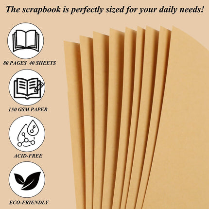 Scrapbook 80 Pages, Scrapbooking Supplies 8 x In, junk journal Album Suitable for Memory Book Wedding, Anniversary Family, DIY Craft Projects (Brown) Brown Inch.