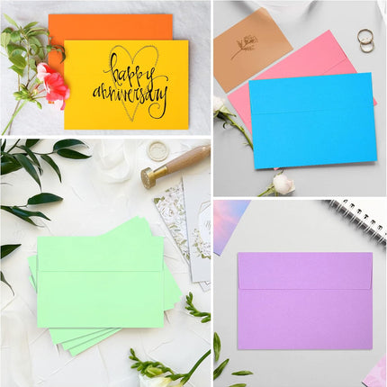 50 Pack Colored Envelope, 5x7 Envelopes, A7 Envelopes for Invitations, Printable Invitation Envelope Weddings, Photos, Postcards, Greeting Cards, Mailing - (5" x 7").