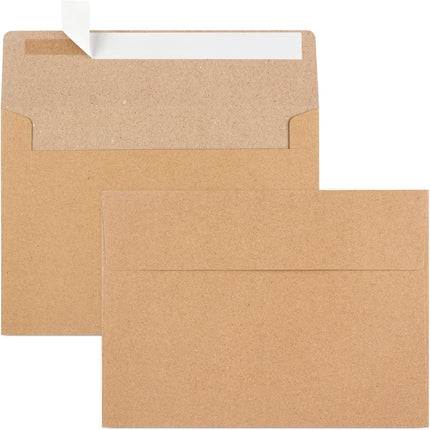 50 Pack Brown Kraft Envelopes, 5x7 Envelopes for Invitations, A7 Invitation Personalize Gift Cards, Wedding, Baby Shower, Birthday Party - (5.25x7.25in).
