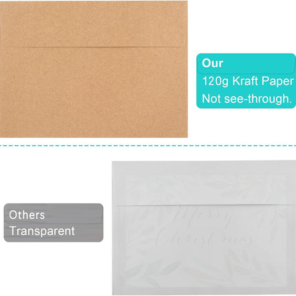 50 Pack Brown Kraft Envelopes, 5x7 Envelopes for Invitations, A7 Invitation Personalize Gift Cards, Wedding, Baby Shower, Birthday Party - (5.25x7.25in).
