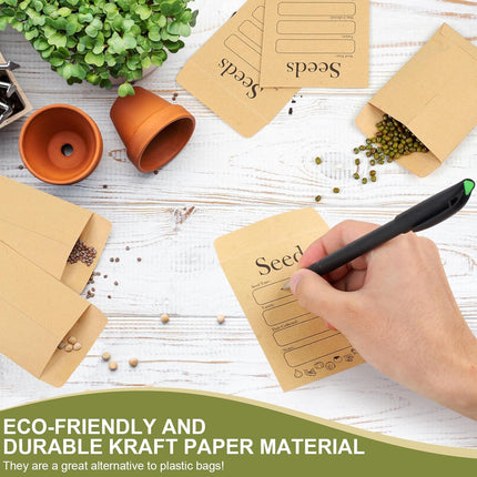 156 PCS Seed Envelopes 3.15”x 4.72”, Packets Kraft Seeds Saving Envelope, Self Sealing Storage Mini Envelope for Flower Vegetable -.