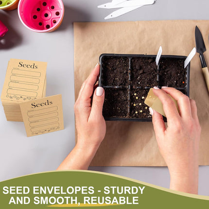 156 PCS Seed Envelopes 3.15”x 4.72”, Packets Kraft Seeds Saving Envelope, Self Sealing Storage Mini Envelope for Flower Vegetable -.