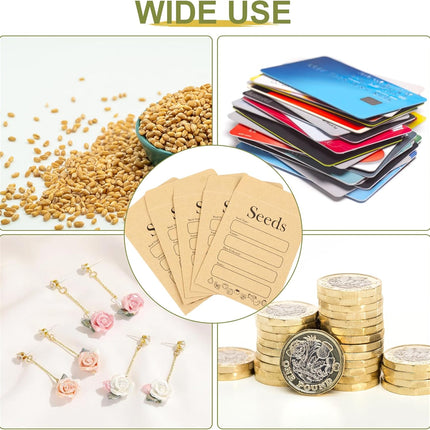 156 PCS Seed Envelopes 3.15”x 4.72”, Packets Kraft Seeds Saving Envelope, Self Sealing Storage Mini Envelope for Flower Vegetable -.