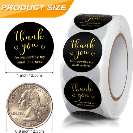 Thank You Round Stickers for Supporting My Small Business Adhesive Labels, 3-Color, 1inch (2000Pcs, 4 Rolls, Each roll 500Pcs) -.