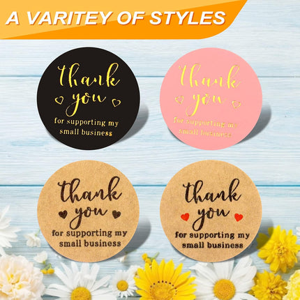 Thank You Round Stickers for Supporting My Small Business Adhesive Labels, 3-Color, 1inch (2000Pcs, 4 Rolls, Each roll 500Pcs) -.