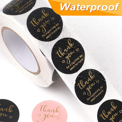 Thank You Round Stickers for Supporting My Small Business Adhesive Labels, 3-Color, 1inch (2000Pcs, 4 Rolls, Each roll 500Pcs) -.
