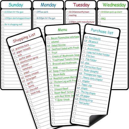 7-Piece Magnetic Dry Erase to-Do List White Board, 4'x11', Multifunctional Weekly Planner, Chore Chart, Planner for Refrigerator -.