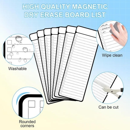 7-Piece Magnetic Dry Erase to-Do List White Board, 4'x11', Multifunctional Weekly Planner, Chore Chart, Planner for Refrigerator -.