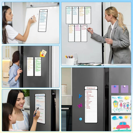 7-Piece Magnetic Dry Erase to-Do List White Board, 4'x11', Multifunctional Weekly Planner, Chore Chart, Planner for Refrigerator -.
