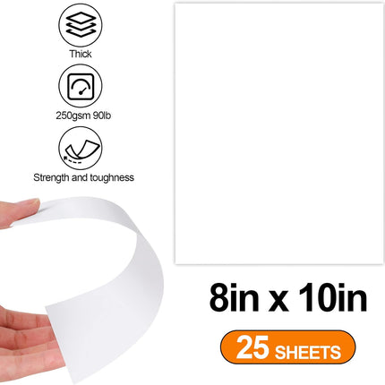 White Cardstock, 8x10 Cardstock Paper, 250gsm Thick Smooth Card Paper,90 Lb Heavy Stock Printer Paper For Stationary Printing, Invitations, Cards, Menus, Images(25Sheets) -.