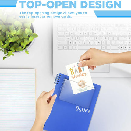 56 Pack Clear Self-Adhesive Pockets, 3" x 5" Index Card Pockets with Top Open Loading, PVC Label Holders for Organizing Storage Bins, Library Card, Drawer, and Protecting Your Cards -.